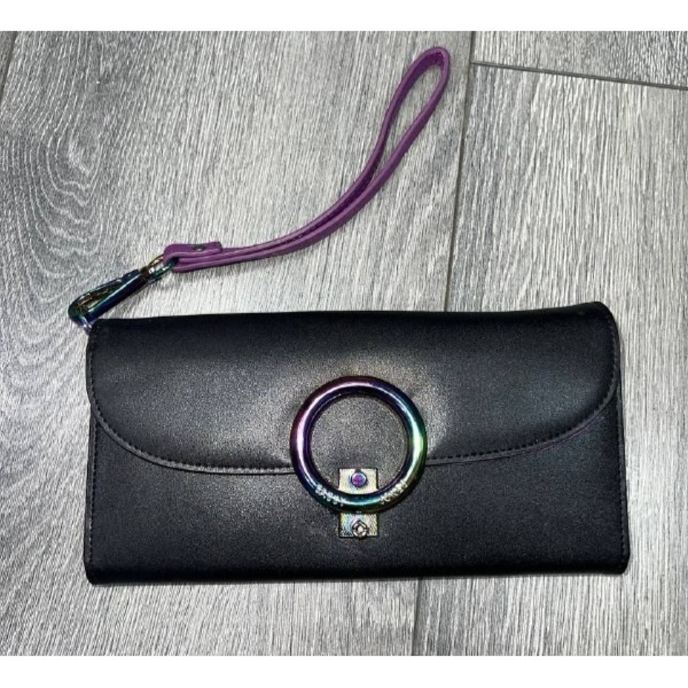 Sassy Jones Black Rainbow preppy Y2K Trifold Wallet S000759